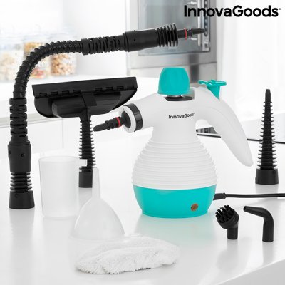 InnovaGoods Multifunktionell 9-i-1 handhållen steamer med tillbehör Steany 0, 35 L 3 Bar 1000W Svart