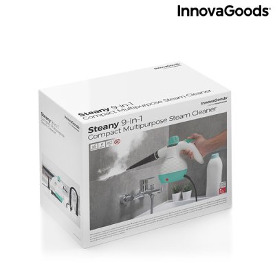InnovaGoods Multifunktionell 9-i-1 handhållen steamer med tillbehör Steany 0, 35 L 3 Bar 1000W Svart