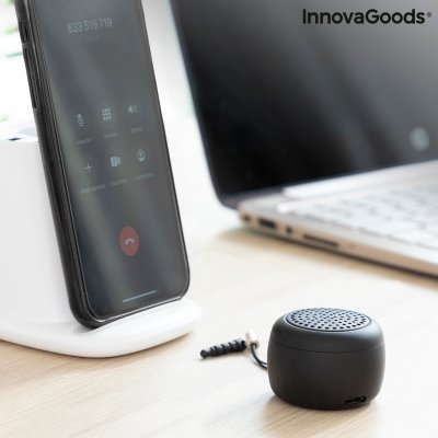 InnovaGoods Uppladdningsbar, bärbar och trådlös minihögtalare Miund Svart