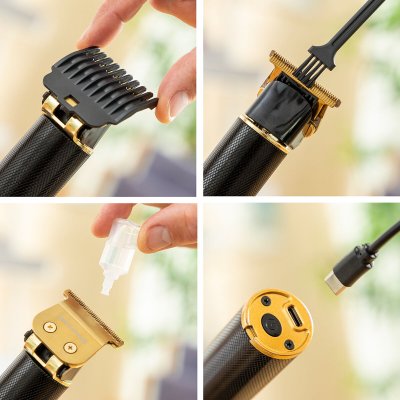 InnovaGoods Professionell uppladdningsbar hårtrimmer med tillbehör Triher Svart rostfritt stål