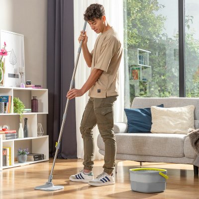 InnovaGoods Självrengörande Roterande Mopp med Vattenavskiljande Hink Selimop Grå rostfritt stål