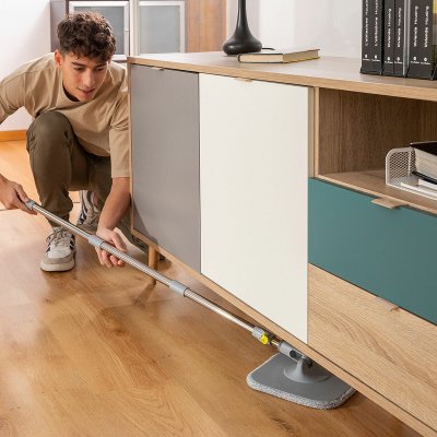 InnovaGoods Självrengörande Roterande Mopp med Vattenavskiljande Hink Selimop Grå rostfritt stål