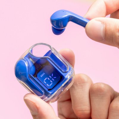 InnovaGoods Trådlösa hörlurar med laddningsetui blå Blå silikon