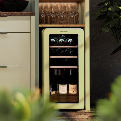 Cecotec Vinkyl Bolero GrandSommelier Origin 18 Hit flaskor retro beige NoFrost LED Glas