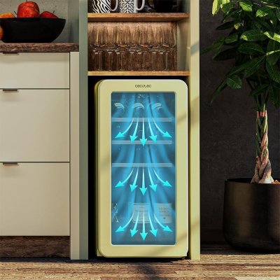 Cecotec Vinkyl Bolero GrandSommelier Origin 18 Hit flaskor retro beige NoFrost LED Glas