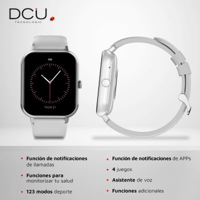 DCU Tecnologic Smartklocka CURVED GLASS PRO 1, 83" Grå Silikon