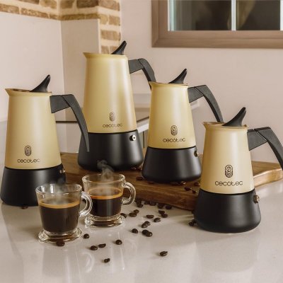 Cecotec Kaffebryggare Italiana Piccolina 400 beige 4 Koppar 200ml Rostfritt Droppstopp stål rostfritt stål