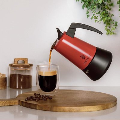 Cecotec Kaffebryggare Italiana Piccolina 900 Rostfritt Röd 2 Koppar 450 ml Droppstopp stål rostfritt stål