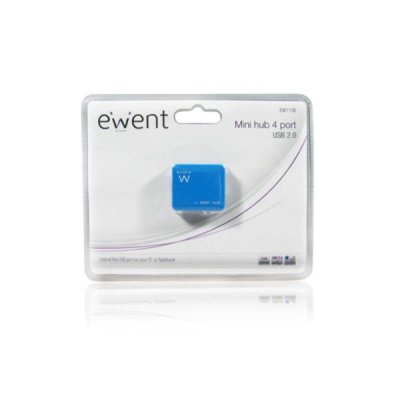 Mini HUB 4 Portar Ewent EW1126 USB 2.0 Blå