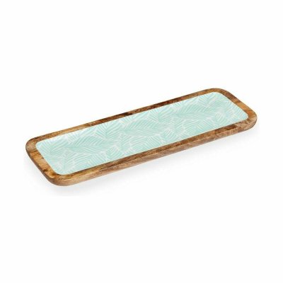 Gift Decor Bordsdekoration Vit Brun Grön Polyester Harts Mangoträ 45 x 15 cm 15, 2 2, 54 45, 7 Löv av en växt (6 anta