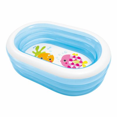 Intex Uppblåsbar plaskpool för barn Intex Oval Blå Vit 230 L 163 x 46 x 107 cm (6 antal)