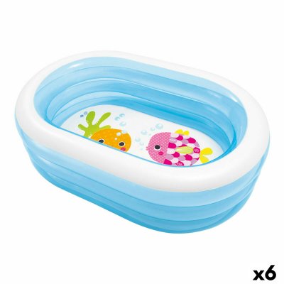 Intex Uppblåsbar plaskpool för barn Intex Oval Blå Vit 230 L 163 x 46 x 107 cm (6 antal)
