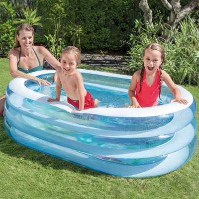Intex Uppblåsbar plaskpool för barn Intex Oval Blå Vit 230 L 163 x 46 x 107 cm (6 antal)