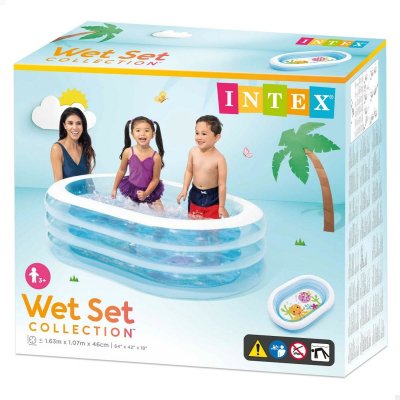 Intex Uppblåsbar plaskpool för barn Intex Oval Blå Vit 230 L 163 x 46 x 107 cm (6 antal)