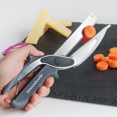 InnovaGoods Saxkniv med Integrerad with Miniskärbräda Scible Svart Rostfritt stål
