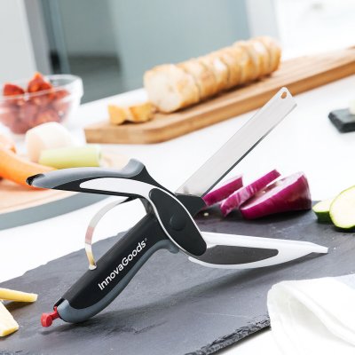 InnovaGoods Saxkniv med Integrerad with Miniskärbräda Scible Svart Rostfritt stål