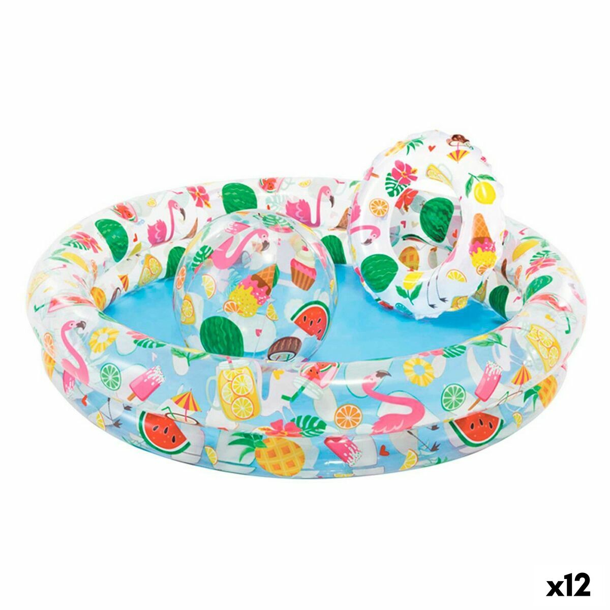 Intex Uppblåsbar plaskpool för barn Tropiskt Ringar 150 l 122 x 25 cm (12 antal) Transparent